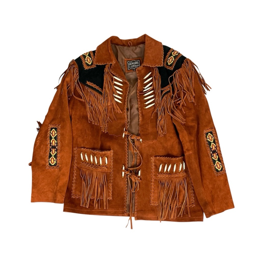 Vintage western Native American leather coat size large